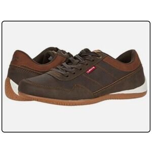 Men's Levi Strauss Rio 3 Tumbled Wax Lace Up Trainers Sneaker Shoe Brown Size 12